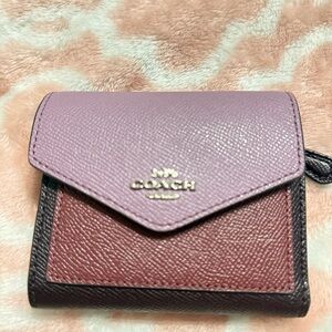 Coach Women's Pink and Brown Leather Wallet